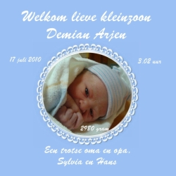 Geboorte kleinzoon Demian Arjen